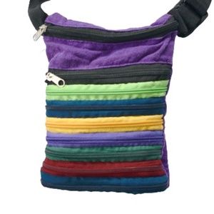 Purple Zippered Panel Bag 8" x 6" x 2"